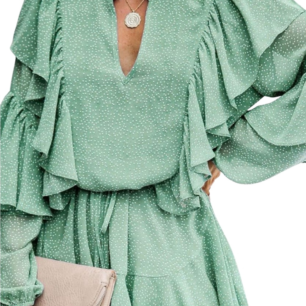 Women's Mint Green Long Sleeve Dress | Small